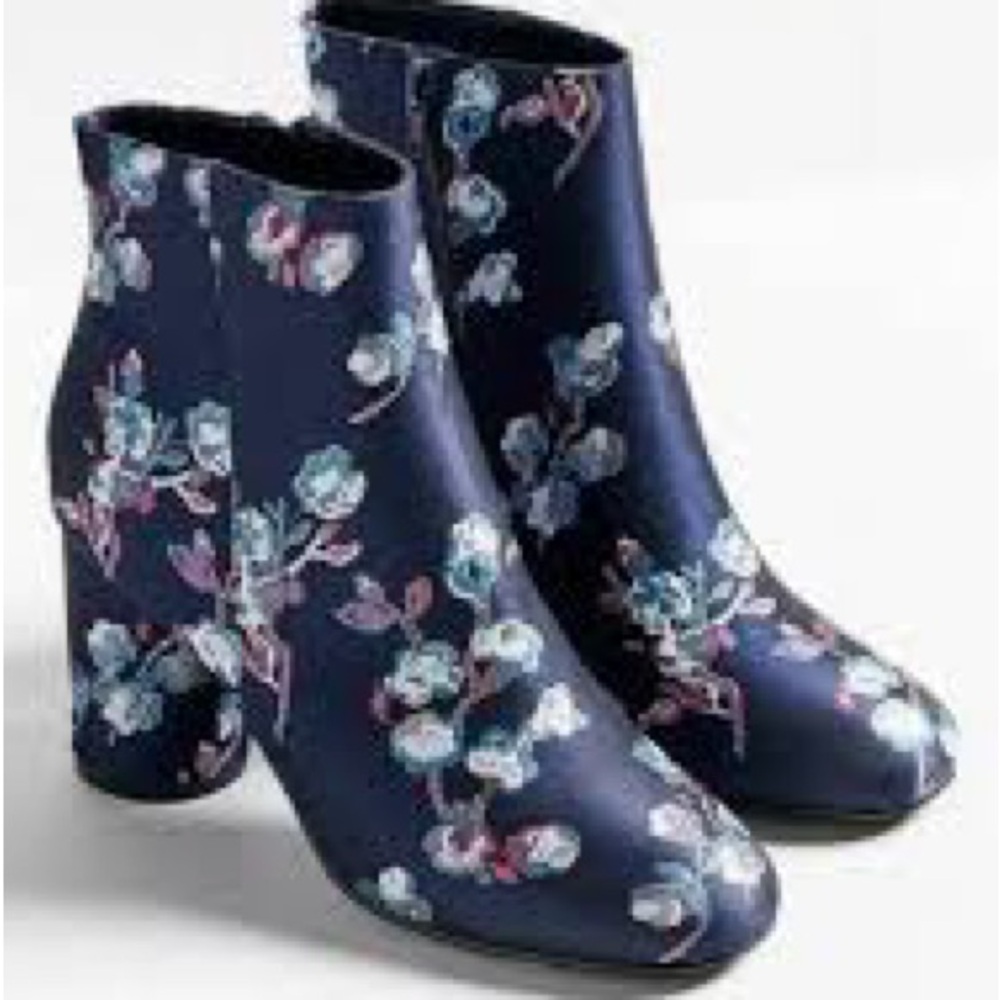 Urban Outfitters Blue Floral Spring Ankle Boots